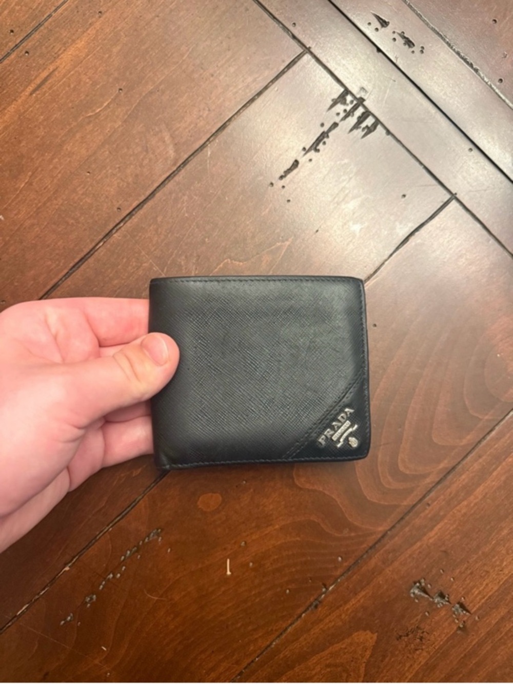 Prada Black Saffiano Leather Men's Card Wallet
